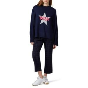 VICTOR ALFARO Wish Navy Pink Knit Long Sleeves Oversized Sweater Size Small